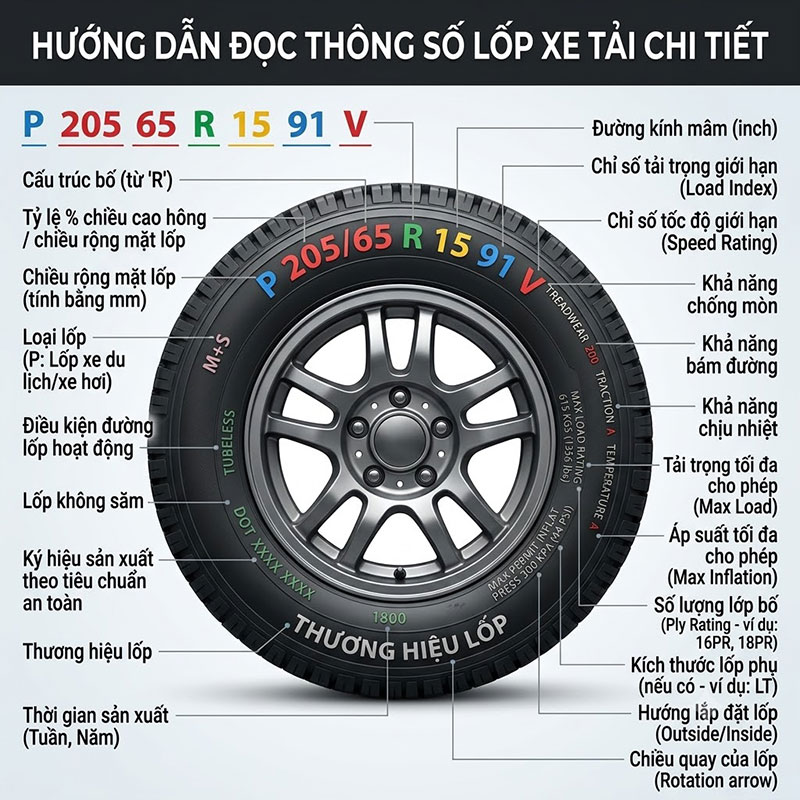 Cách Đọc Thông Số Lốp Xe Tải Chuẩn Xác