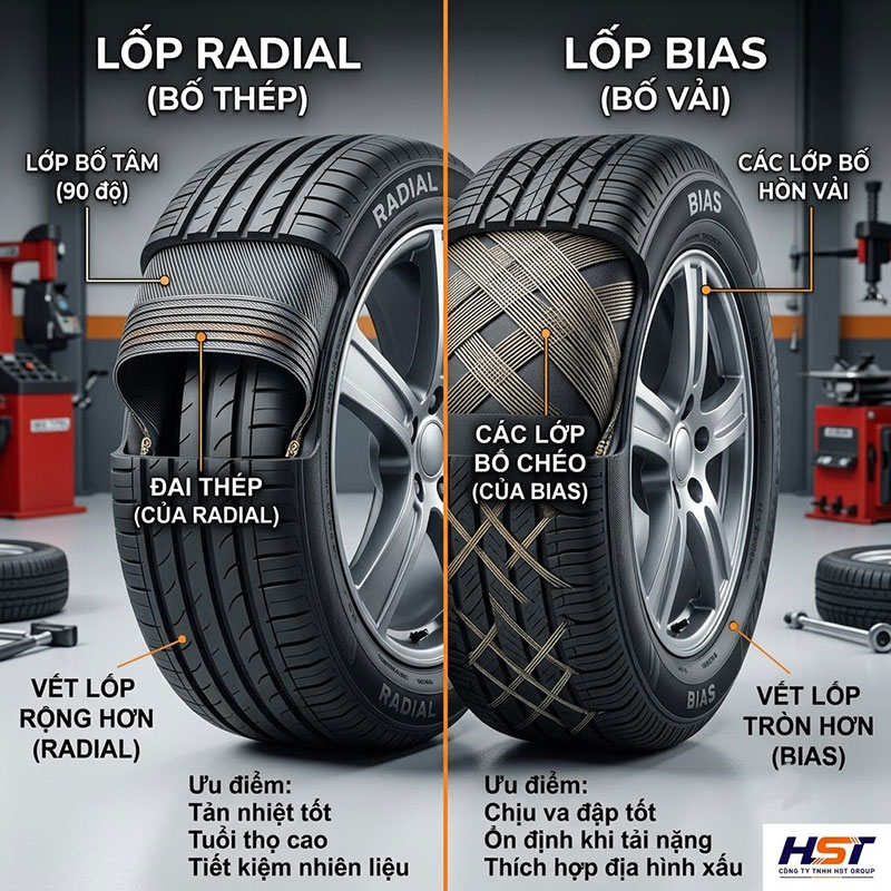 Phân Biệt Lốp Radial Và Lốp Bias